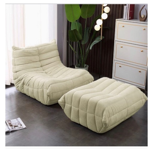 Togo風 オットマン付き 高反発ウレタン 
ローソファ