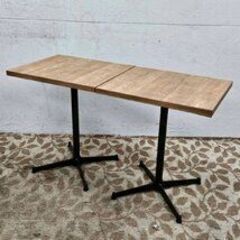 D1736/D1737 2セット 業務用 店舗用 カフェテーブル センターテーブル ブラック スチール脚 ブラウン 角型 幅600×奥行500×高さ700mmの画像