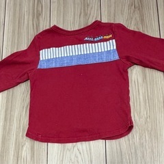 familiar × kid’skip　赤色 乗り物柄Tシャツ2枚セット（80cm・90cm）の画像