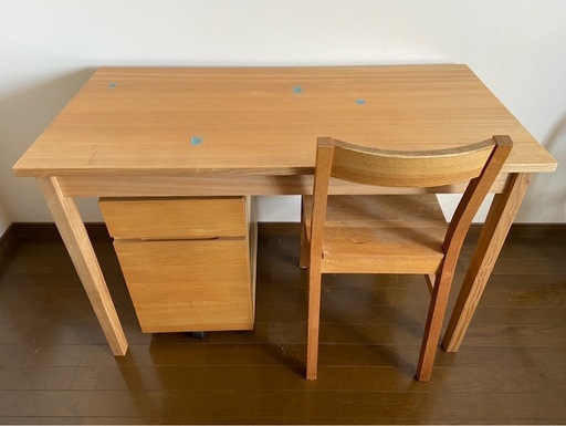 廃盤 無印良品 タモ材 デスク キャビネット チェア 3点セット