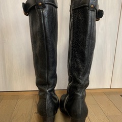 Chloeブラックレザーロングブーツの画像