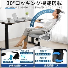 オフィスチェア デスクチェア 疲れない テレワークチェア ロッキング機能 人間工学 椅子 腰サポートの画像
