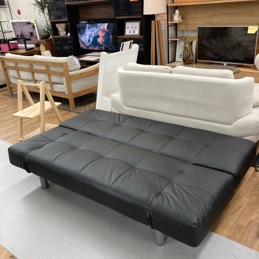 ジモティー限定価格！S287 ⭐ NITORI ニトリ ソファベッド(Nシールド マークスAM BK) 幅183cm USED