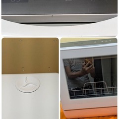 【中古】大阪引取歓迎　サンコー　タンク式食器洗い乾燥機　「ラクア」ホワイト　水道いらずタンク式【IJ29　KNJF082】の画像