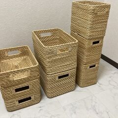 【美品】自然素材のカゴ　8個（バラも対応可！）の画像