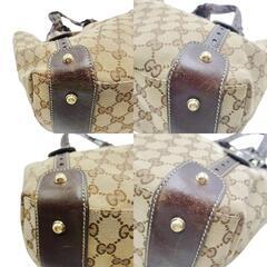 グッチ 162900 ハンドバッグ ベージュ×エボニー  GUCCI 肩掛けバッグ GGキャンバスの画像