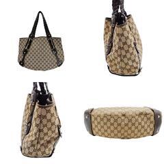 グッチ 162900 ハンドバッグ ベージュ×エボニー  GUCCI 肩掛けバッグ GGキャンバスの画像