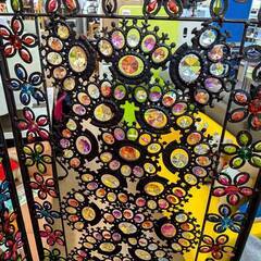 フラワー ビーズ パーテーション アイアン インテリアの画像