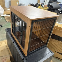 新品　組み立て済み Alebert 犬 ケージ ペットケージ 木製家具調 犬サークル 大中型犬用 サークル 室内 犬 ゲージ ウッディサークル インテリア調犬ゲージ 毛布付き 頑丈 オシャレ (ブラウン, Sサイズ)の画像