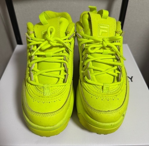 FILA（フィラ）ディスラプター2 厚底スニーカー 蛍光いえイエロー23.5cm