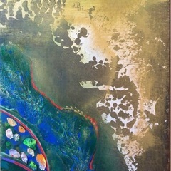 美術品 アート作品 抽象画　ゴールド　アンティーク雑貨　昭和レトロ　絵画　開運の画像