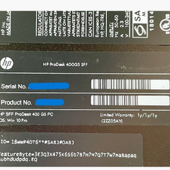 HP ProDesk 400 G5 SFF Core i3-8100 3.60GHz 第8世代 メモリー8GB HDD1TBの画像