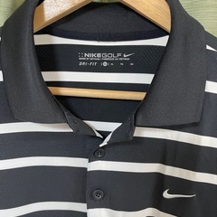Nike ナイキ　ゴルフ　DRI-FIT ポロシャツ　XLサイズ　ボーダー　黒　ブラック　ナイキゴルフ ゴルフウェア ポロシャツの画像