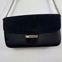 美品HMブラック スエード レザー ショルダーバッグの画像