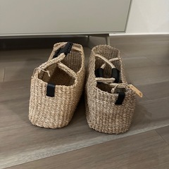 アバカでしっかり編み込んだ収納バスケットの画像