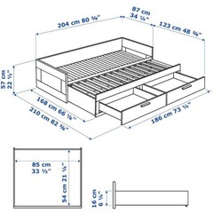 IKEA⭐︎ BRIMNES ブリムネス　セミシングル-クイーンサイズベッドの画像