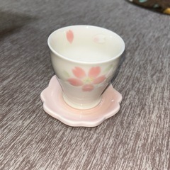 美濃焼　おぼろ桜湯呑み　小皿セット5客組の画像