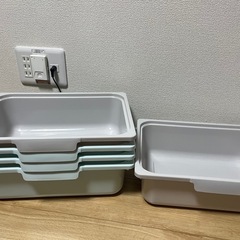残りグレー2点水色3点　　ニトリ　カラボにぴったり 収納ボックス 浅型  引き出しの画像