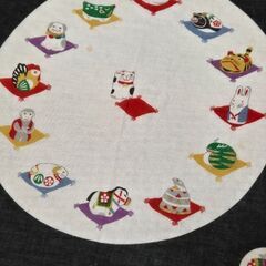 干支 大判ハンカチ 昭和レトロ 招き猫 駒 打出の小槌 手毬 ポケットチーフの画像