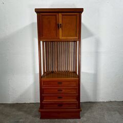 『和家具』水屋箪笥 箪笥 ハイチェスト チェスト キャビネット 飾棚 飾り棚 オープンシェルフ シェルフ RWcab5の画像