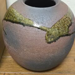 信楽焼 花瓶 明山作 フラワーベース 焼き物 昭和レトロ 骨董 インテリア 陶芸の画像