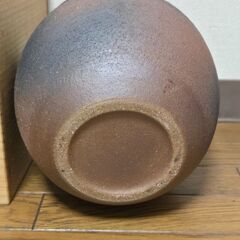 信楽焼 花瓶 明山作 フラワーベース 焼き物 昭和レトロ 骨董 インテリア 陶芸の画像