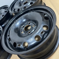 VW Volkswagen POLO 6R フォルクスワーゲン ポロ 純正 6J-15+38 100/5H ハブ径57.1ミリ 15インチ スチールホイール 4本 6C0601027の画像