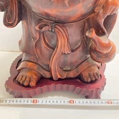 布袋さん 布袋様 ほてい ホテイ 和風　置物 彫刻 縁起物 オブジェ 練り物 特大 高さ60cm 中古の画像