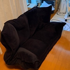 🛋【美品】ソファベッド 2人掛け フルフラットタイプ（ブラック）の画像