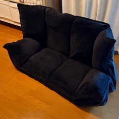 🛋【美品】ソファベッド 2人掛け フルフラットタイプ（ブラック）の画像