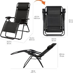 【半額値下中】Amazonベーシック 椅子 折りたたみゼログラビティーチェア サイドテーブル付の画像