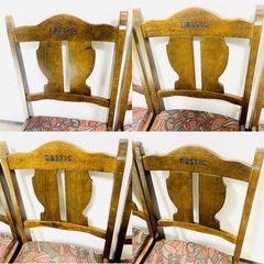 カリモク ダイニングチェア 木製 椅子 アンティーク RUSTIC ルスティック 高級 4脚セットの画像