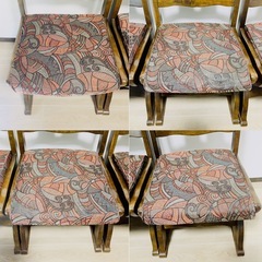 カリモク ダイニングチェア 木製 椅子 アンティーク RUSTIC ルスティック 高級 4脚セットの画像
