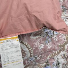 羽毛布団（ピンク）　ダウン　お揃いでブルーも出品中　ボリューム普通〜やや厚め　の画像