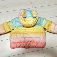 ベビーギャップ　レインボー　くま耳　ダウンアウター　80の画像
