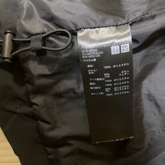 UNIQLOのフード付き ブラックダウンジャケットの画像