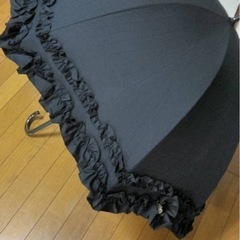 新品未使用　日傘　雨傘　晴雨兼用　60cm フリル　花　黒の画像