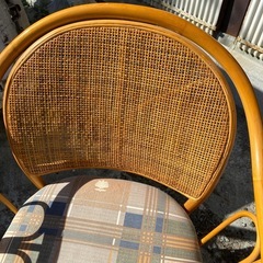 中古　木製 ラタン 籐 藤 回転椅子 座椅子 籐製 ラタンチェアの画像