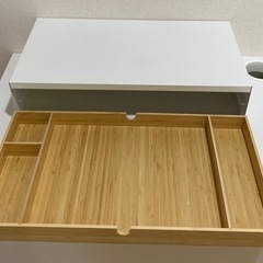 【美品】ELLOVEN エロヴェン モニタースタンド 引き出し付き, ホワイトの画像