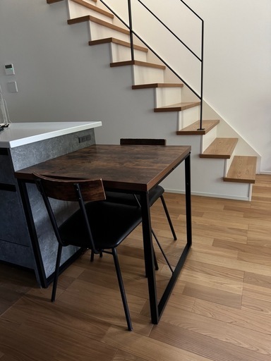 【引き取りのみ】中古 ニトリ ダイニング3点セット　ヴィンテージ風　おしゃれ ヴィンテージ調ダイニング3点セット (NA/DBR) | ニトリネット【公式