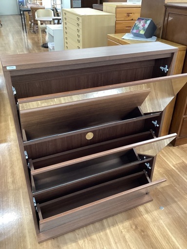 3段シューズラック（ミラー扉付き）【町田市再生家具】251949