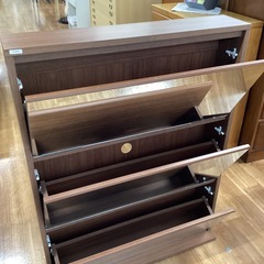 3段シューズラック（ミラー扉付き）【町田市再生家具】251949の画像