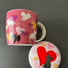 今日まで受付！猫柄マグカップ　フタ付きの画像