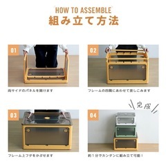 収納ボックス 折り畳み ふた付き キャスター付き 大容量 5面開き 白 3個 Mの画像