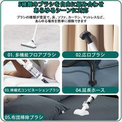掃除機 コードレス Fochai【15000pa 強力吸引 革新モデル】スティック電気掃除機 5WAY 5種類ノズル 軽量 Type-C充電式 一人暮らし LEDライト照明 ワンプッシュでゴミ箱を開ける 水洗可能なステンレスフィルター HEPAフィルター 日本の画像