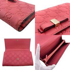 グッチ GUCCI 長財布 GG シマ フラップ リボン 388679 ピンクの画像