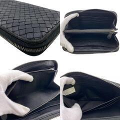 ボッテガヴェネタ BOTTEGAVENETA 長財布 イントレチャート ラウンドファスナー ブラックの画像