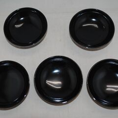 [1579] 会津塗 吸物碗 5セット 花柄 黒の画像