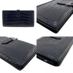 エルメス HERMES 長財布 アリゲーター クロコ ベアンスフレ ブラックの画像