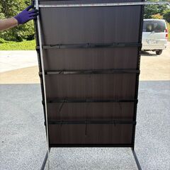 【中古】移動式フック付き両面陳列什器 (ダークブラウン)の画像